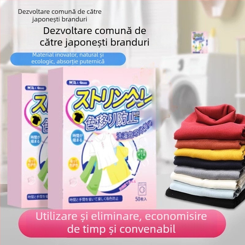 Foi de rufe pentru prevenirea transferului de culoare, 50 de foi, foi captatoare de culoare pentru mașini de spălat, protecția culorilor (Brand: pissa, 50 foi, pentru mașini de spălat, protecția culorilor, prevenirea transferului de culoare)