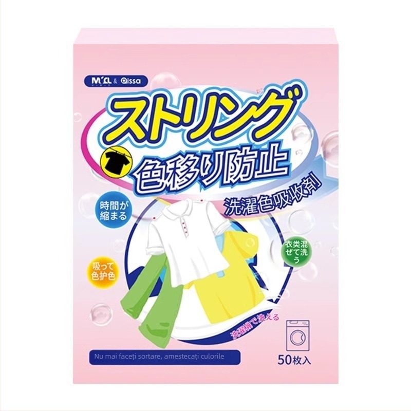 Foi de rufe pentru prevenirea transferului de culoare, 50 de foi, foi captatoare de culoare pentru mașini de spălat, protecția culorilor (Brand: pissa, 50 foi, pentru mașini de spălat, protecția culorilor, prevenirea transferului de culoare)