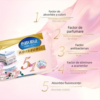 Wordlife Foițe absorbante de culoare pentru haine, 60 bucăți pe pachet, 48 pachete în cutie