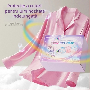 Foițe absorbante de culoare pentru rufe, stil japonez - 5 în 1, anti-pete, anti-transfer de culoare, parfum de durată (90 de foi)