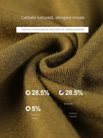 Tricou de damă din modal tricot, mâneci lungi, guler semi‑înalt, croială slim