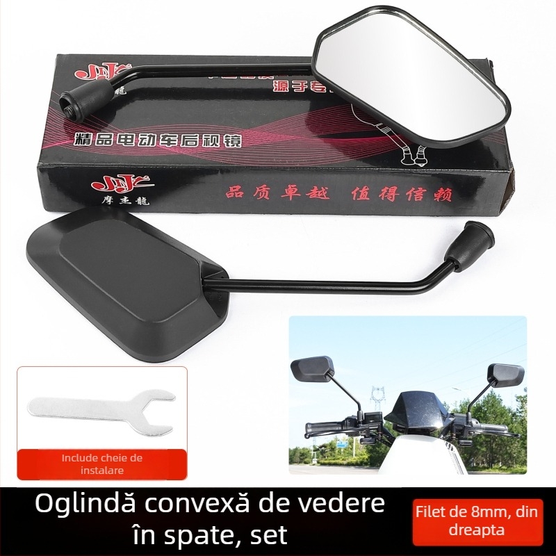 Oglindă retrovizoare pentru motocicletă electrică - HD unghi lat convex, plastic + sticlă, Mojielong, Cod produs 2505310004