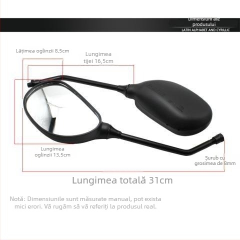 Oglindă retrovizoare pentru scuter, Mojielong Qiaoge 100, compatibilă cu Qioge Li Ying Ling Ying, carcasă din plastic, montaj cu filet drept și stâng