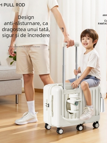 Valiză pentru copii cu șezut, roți universale 360°, ABS+PC, fermoar, unisex, 3 kg