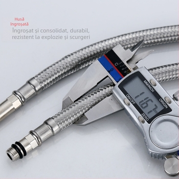 Vimus furtun de alimentare cu apă din oțel inoxidabil 304 pentru robineți, model V1406, conexiune filetată, presiune nominală 1.0, interval de temperatură -15 la 90, material: oțel inoxidabil