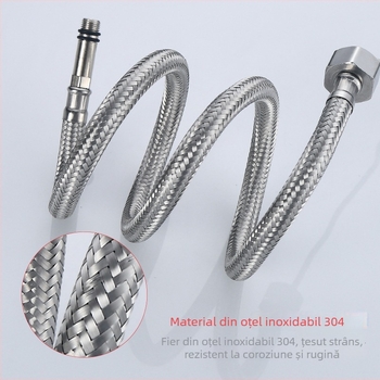 Vimus furtun de alimentare cu apă din oțel inoxidabil 304 pentru robineți, model V1406, conexiune filetată, presiune nominală 1.0, interval de temperatură -15 la 90, material: oțel inoxidabil