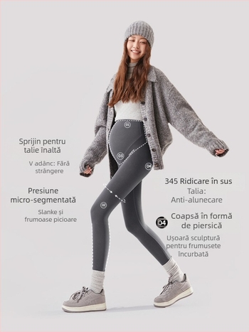 JOYNCLEON Colanți termici pentru femei însărcinate cu fleece, lungi, din amestec de lână, talie înaltă, croială slim, toamnă-iarnă