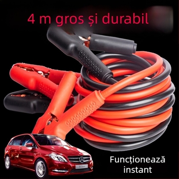 Kuster cabluri de pornire pentru baterie, cu cleme – cupru masiv, design antifrână, utilizare de urgență