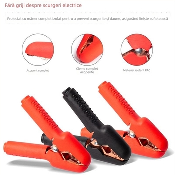 Kuster cabluri de pornire pentru baterie, cu cleme – cupru masiv, design antifrână, utilizare de urgență