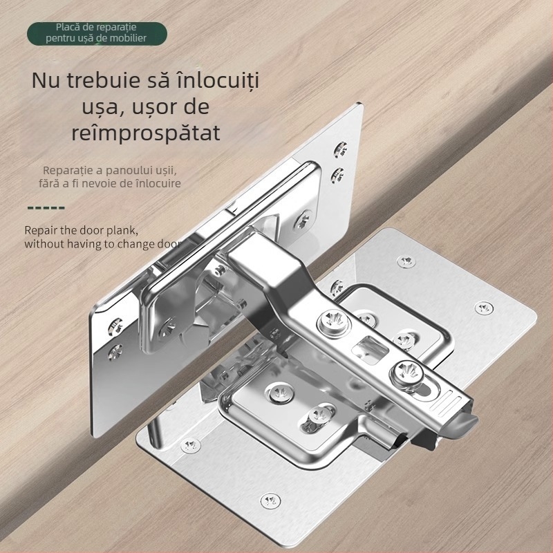 4 bucăți plăci din oțel inoxidabil pentru repararea și întărirea balamalelor ușilor de dulap