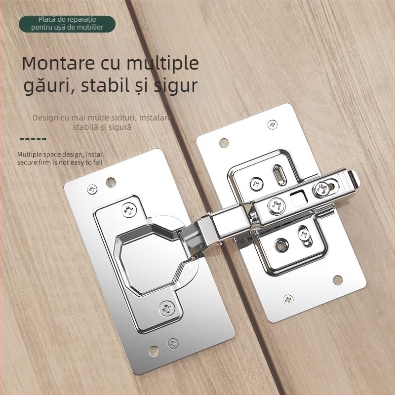 4 bucăți plăci din oțel inoxidabil pentru repararea și întărirea balamalelor ușilor de dulap