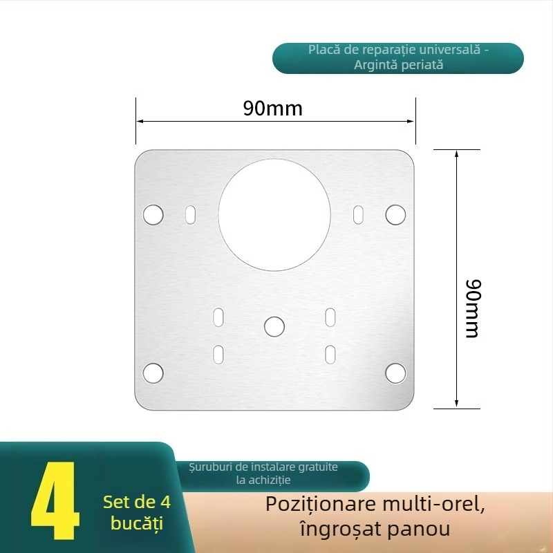 4 bucăți plăci din oțel inoxidabil pentru repararea și întărirea balamalelor ușilor de dulap