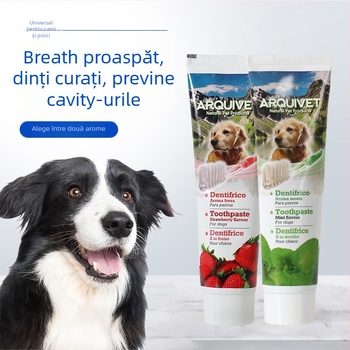Set pastă de dinți și periuță pentru animale de companie ARQUIVET – îngrijire a gingiilor, respirație proaspătă, eliminarea petelor, eliminarea calculilor (ARQUIVET; Fresh breath; Gum care; Remove stains; Remove calculus)