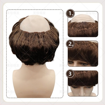 Perucă de cosplay cu coarne, păr scurt — (Material: mătase rezistentă la temperatură; Procesare: mecanism; Potrivită pentru toate tonurile pielii; Pentru cosplay)