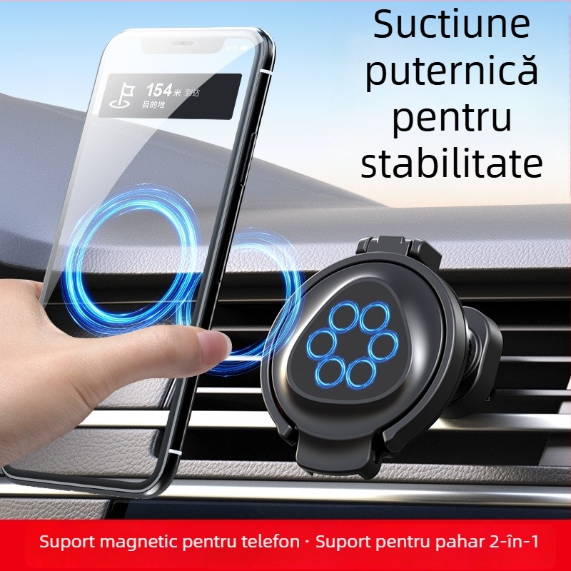 Suport auto pliabil pentru pahare, pentru ventilația aerului, cu magnet | Material ABS + magnet | Model Y-918 | Compatibil cu gurile de aer