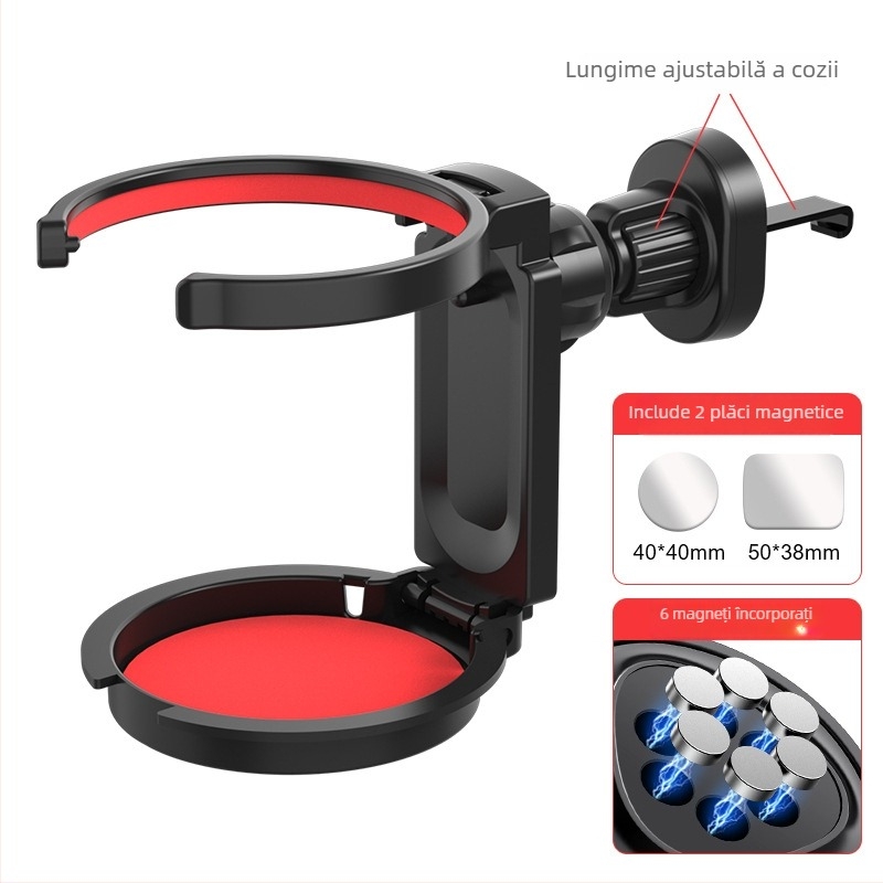 Suport auto pliabil pentru pahare, pentru ventilația aerului, cu magnet | Material ABS + magnet | Model Y-918 | Compatibil cu gurile de aer