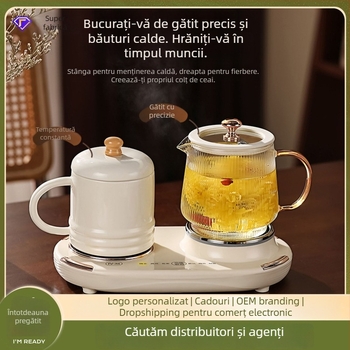 Ceainic pentru sănătate cu control al temperaturii, corp din sticlă borosilicat, 600 ml, 220V, 375W, control tactil, model WW-A36