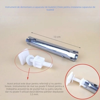 Cheie cu soclu pentru montaj capac WC, cu capete duble, oțel carbon, sistem metric