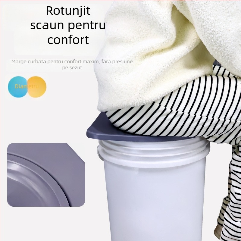 Inel universal pentru scaunul de toaletă cu capac, îngroșat, portabil pentru vârstnici • Material: placă PP • Stil: standard/modern/minimalist • Origine: Hebei