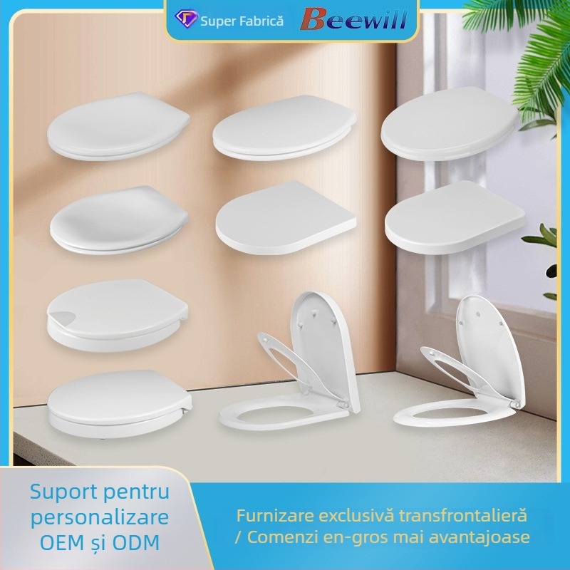 Capac de toaletă din rășină uree-formaldehidă cu amortizare la coborâre, distanța dintre orificii reglabilă 155±20 mm, modele U102/187/193/101/104/197/117/CR101/106/102/103