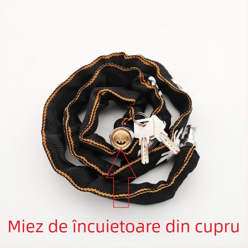 Lacăt lanț Hengshen Lock 612 cu husă textilă pentru biciclete și motociclete — Fier, 360 g, Model: 612