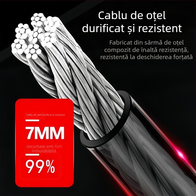 Lacăt cu lanț pentru biciclete și motociclete, antifurt, utilizare generală, stil minimalist modern