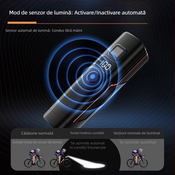 Set lumini pentru bicicletă: far frontal cu fascicul puternic pentru noapte, lampă spate, USB-C, 1200mAh, eliberare rapidă, model F998M6TH968S9M