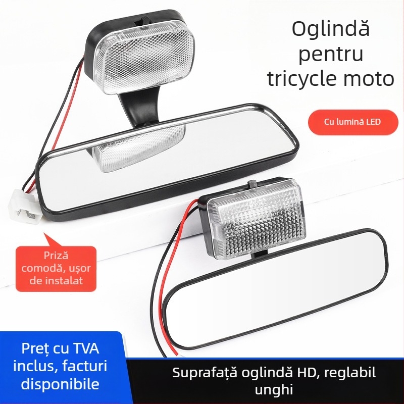 Mojielong oglindă retrovizoare convexă 12V cu lumină pentru autovehicul de pasageri închis cu patru roți