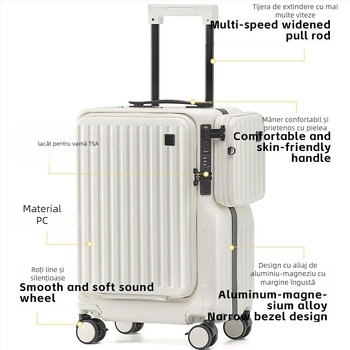 Valiză cu deschidere frontală, PC material, lacăt TSA, impermeabilă, separare uscat-umed