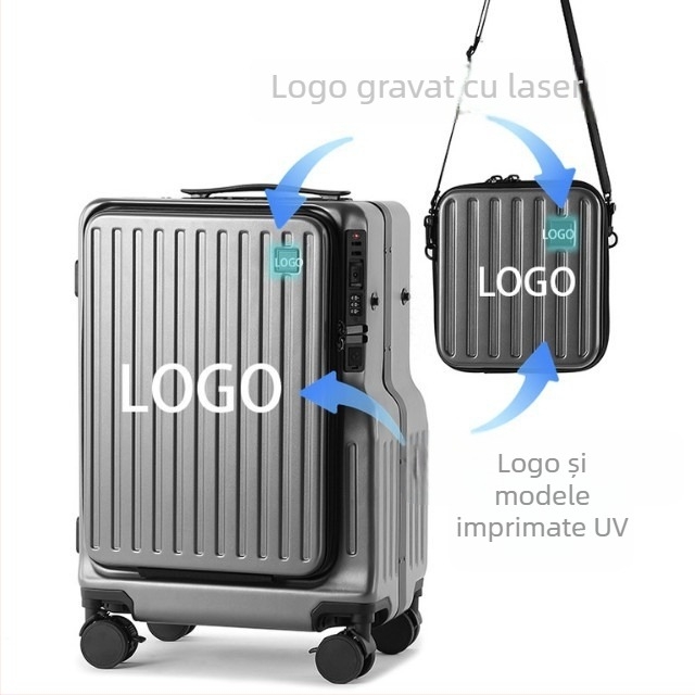 Valiză cu deschidere frontală, PC material, lacăt TSA, impermeabilă, separare uscat-umed