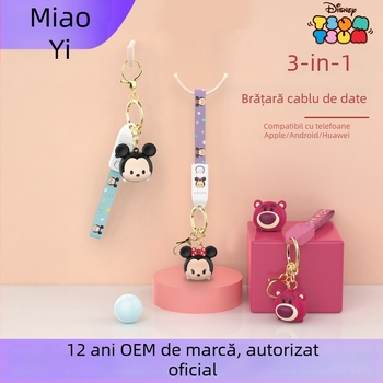 Brățară cablu de date 3 în 1 cu Lightning, Micro USB și Type-C, încărcare rapidă, material TPE, până la 3A, compatibil cu Apple și Huawei