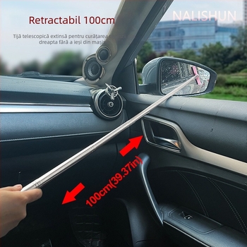 Oglindă retrovizoare auto - Multifuncțional, retractabil, perie de curățare a geamurilor, material: silicon + oțel inoxidabil