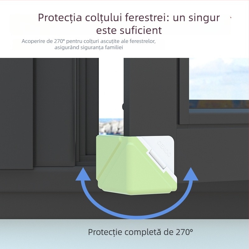 Protectii de colt din aluminiu pentru ferestre - Protectoare de colț dreptunghiulare anti-coliziune pentru ferestre și uși cu deschidere interioară - Set de protecție a colțurilor