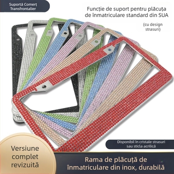 CHONGTENG Ramă de plăcuță de înmatriculare în stil american, încrustată cu diamante, din oțel inoxidabil