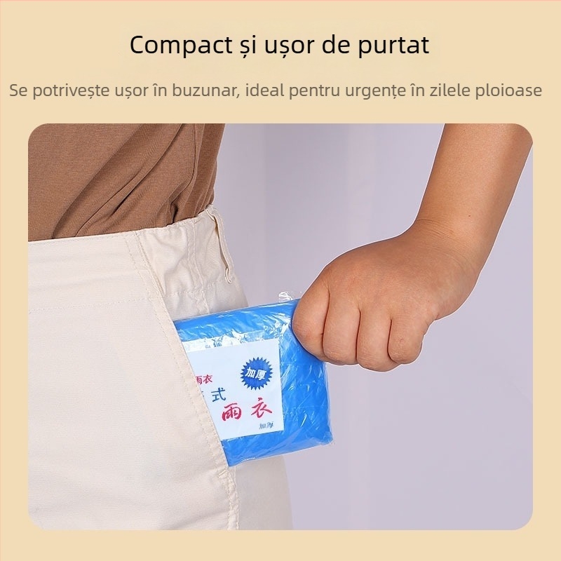 Poncho de unică folosință pentru drumeții — țesătură PVC, pentru adulți, pentru o singură persoană