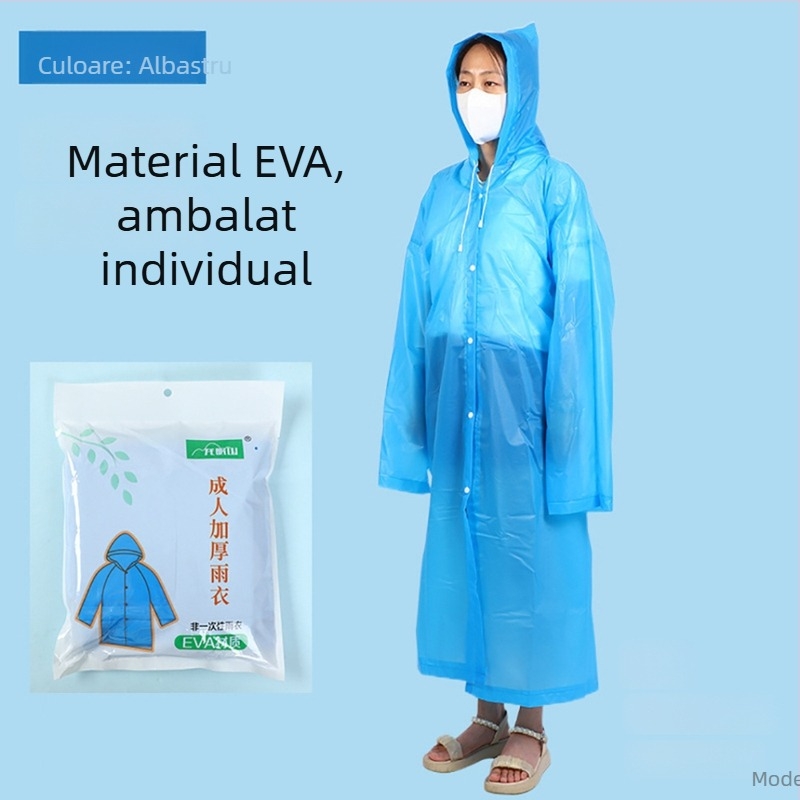 Poncho de ploaie EVA pentru adulți, dintr-o singură bucată, ușor, grosime obișnuită, pentru drumeții și călătorii