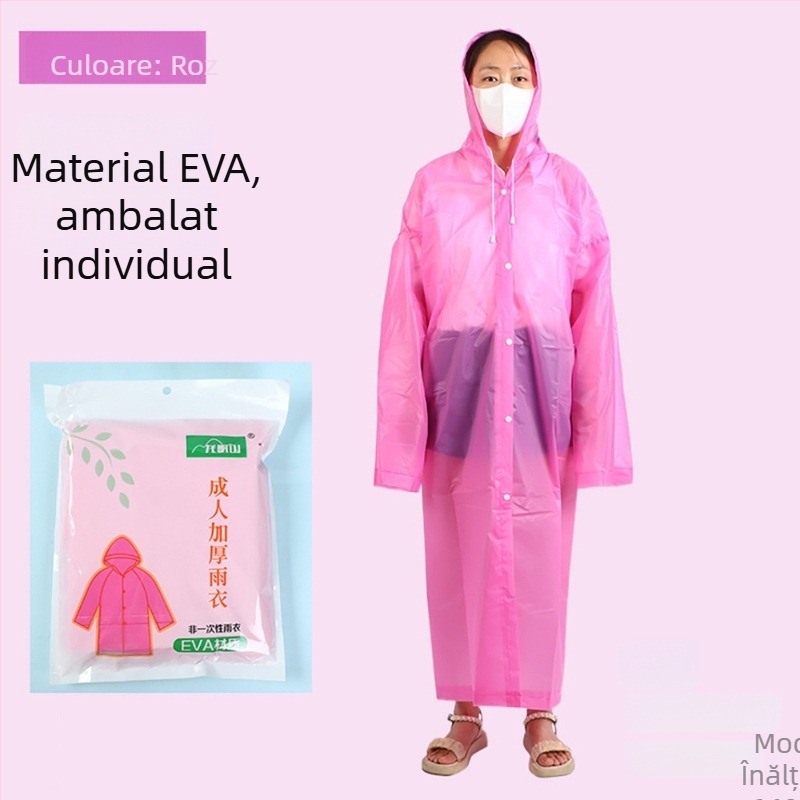 Poncho de ploaie EVA pentru adulți, dintr-o singură bucată, ușor, grosime obișnuită, pentru drumeții și călătorii