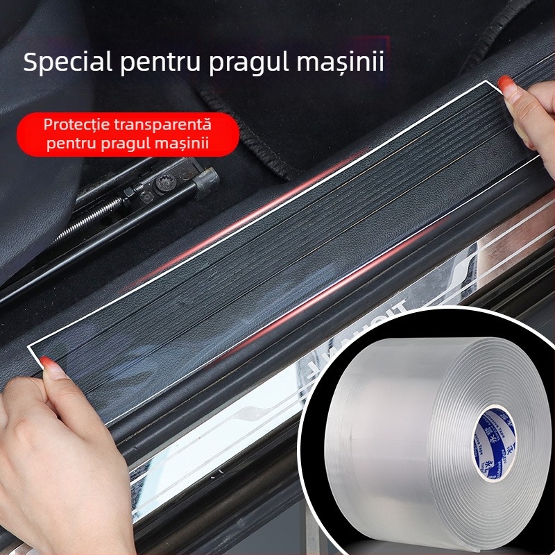 Bandă de protecție transparentă pentru ușa mașinii, protecție împotriva zgârieturilor, bandă moale pentru prag, autoadezivă