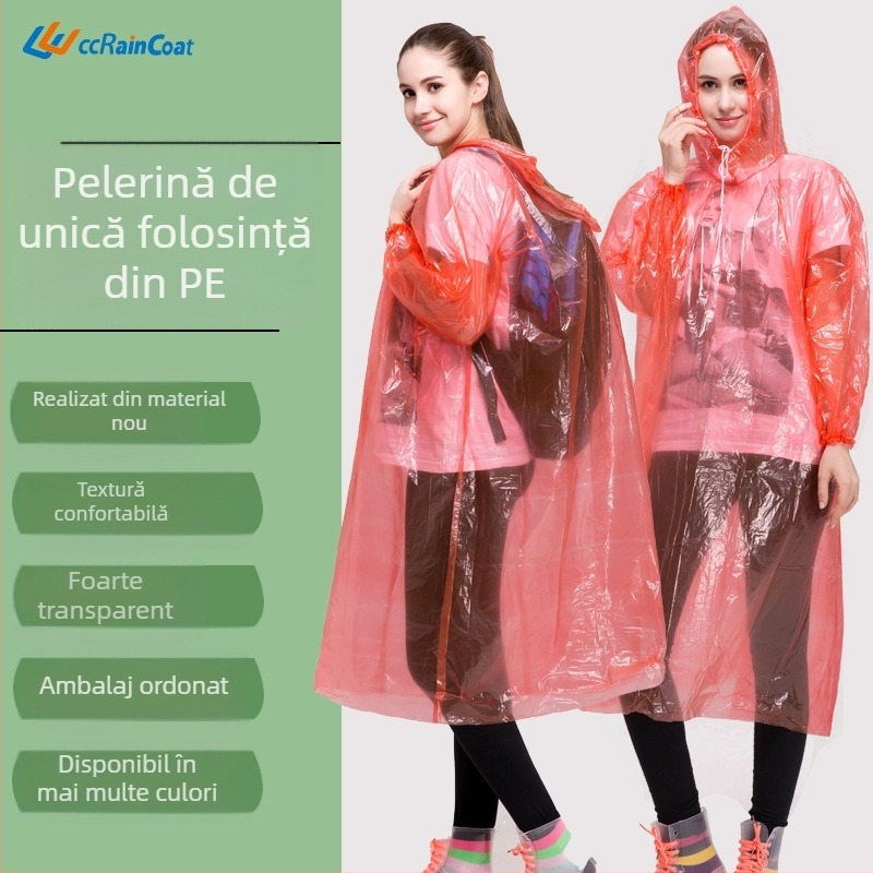 Ponço de ploaie de unică folosință, corp întreg, țesătură PE, grosime subțire 0,02, pentru o persoană, adulți, TS005PE2