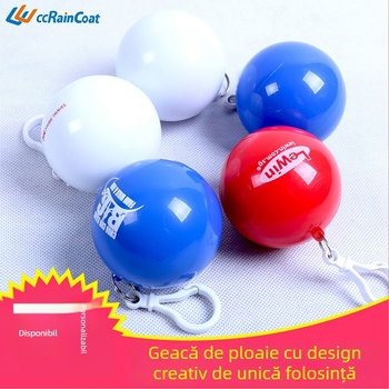 Pelerină de ploaie pentru adulți, de unică folosință, în formă de bilă, din PE cu material ABS+PE, design portabil