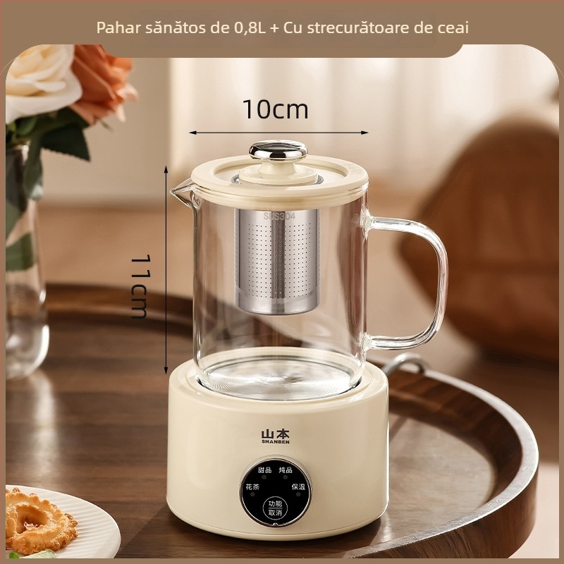 Recipient de sănătate din sticlă pentru ceai, anti-uscare, 1 L, 360 W, 220 V