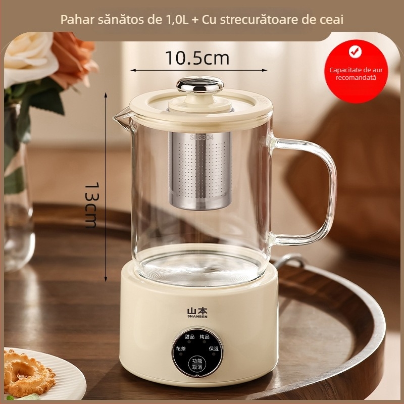 Recipient de sănătate din sticlă pentru ceai, anti-uscare, 1 L, 360 W, 220 V