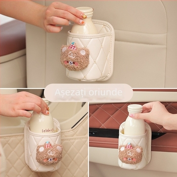 Suport din piele pentru pahare auto, cutie de depozitare pentru ușă, model H182, originea Zhejiang