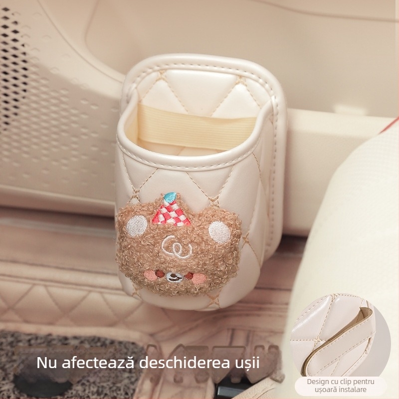 Suport din piele pentru pahare auto, cutie de depozitare pentru ușă, model H182, originea Zhejiang