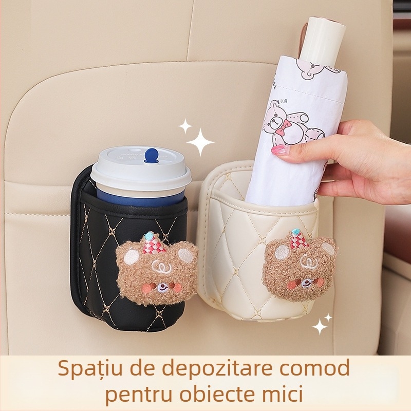 Suport din piele pentru pahare auto, cutie de depozitare pentru ușă, model H182, originea Zhejiang