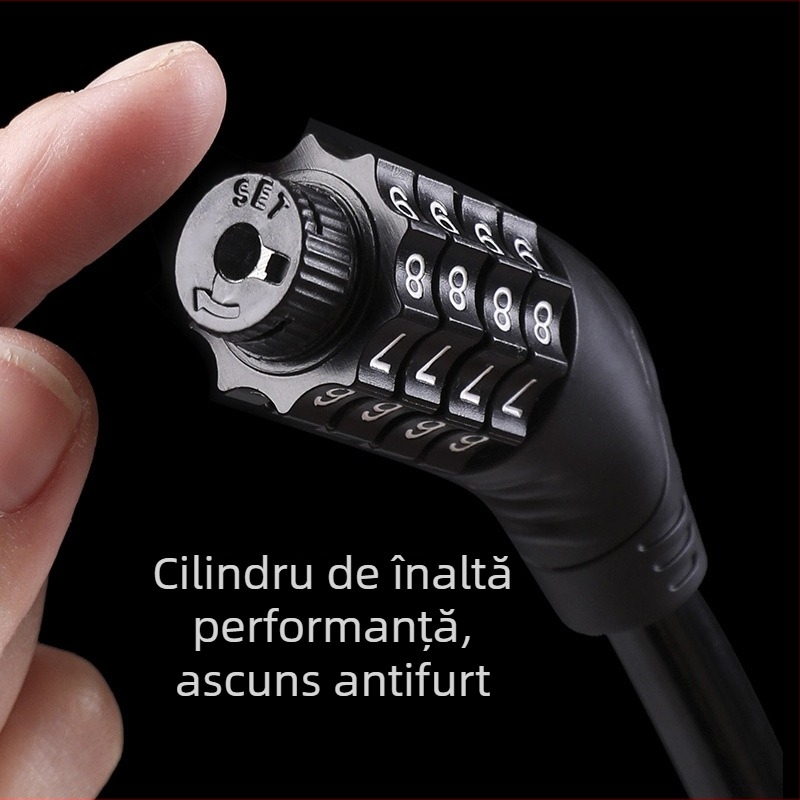 Lacăt de bicicletă cu parolă anti-furt, Model 1923, Lanț din sârmă, Greutate 148 g, Stil modern simplu