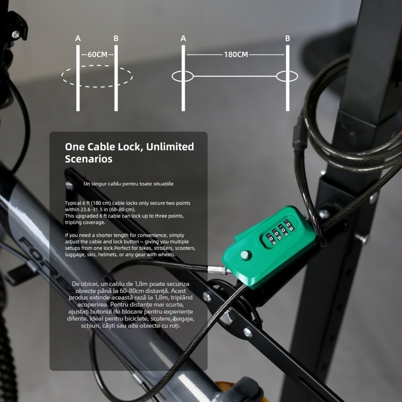 UP Security 01D6-ADJ Încuietoare cu parolă din aliaj de zinc pentru bicicletă/scuter/vehicul electric – lux ușor, 355 g
