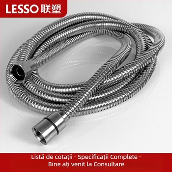 Furtun de duș flexibil din oțel inoxidabil pentru baie, cu conexiune filetată, țeavă extinsă și îngroșată, creștere a presiunii — modele LS064150, LS064200, 1.6 MPa, 0–80°C