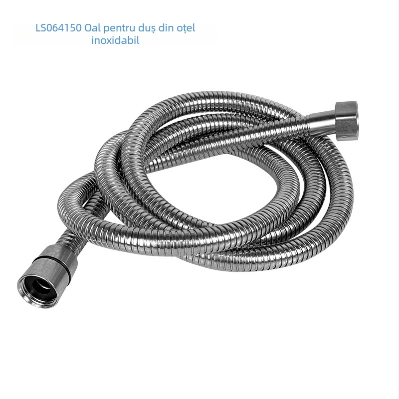 Furtun de duș flexibil din oțel inoxidabil pentru baie, cu conexiune filetată, țeavă extinsă și îngroșată, creștere a presiunii — modele LS064150, LS064200, 1.6 MPa, 0–80°C