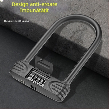 Încuietoare în formă de U cu cifru pentru bicicletă, motocicletă și vehicul electric – Lacăt mecanic cu combinație, corp din aliaj de zinc + PC, braț de 16 mm, stil modern minimalist
